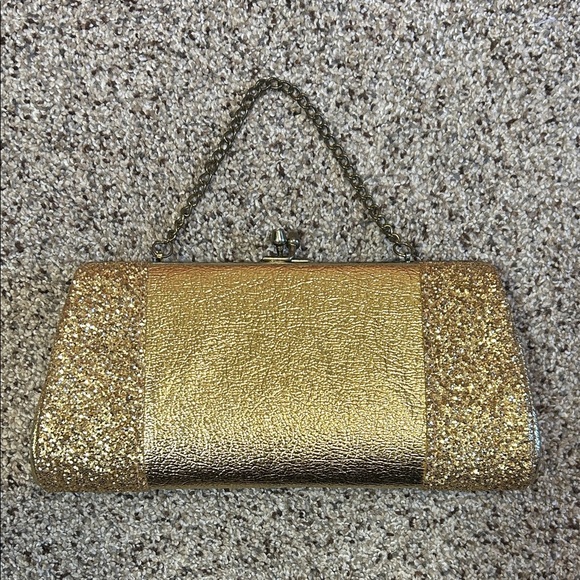 Vintage Gold Glitter Metallic Clutch Evening Bag - Picture 14 of 14